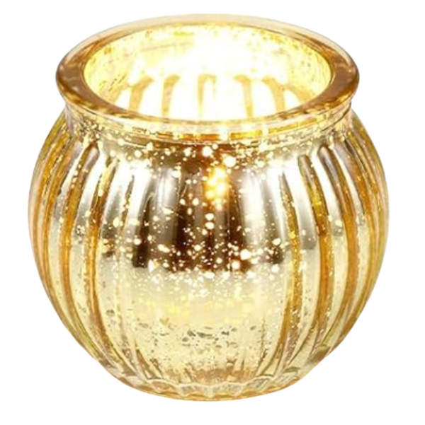 Kerzenhalter für Teelichter aus Glas golden