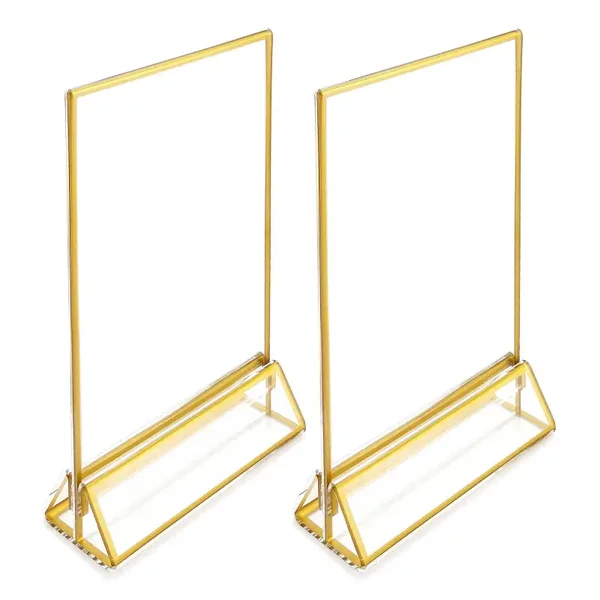 Tischaufsteller golden mit Acrylfenster