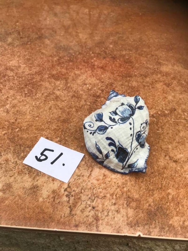 Handmade blue design on shell 5