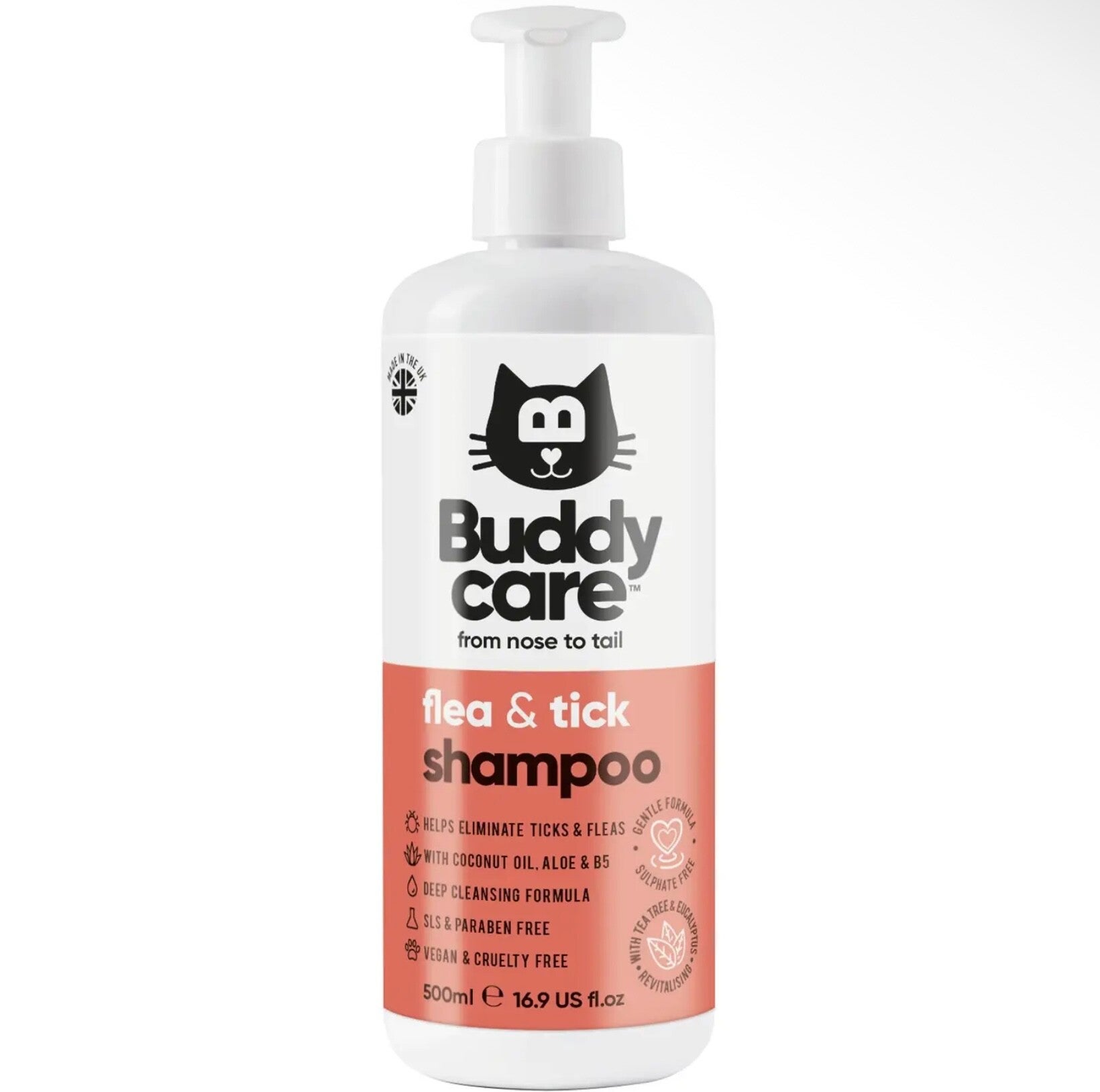 Buddycare Cat Shampoo - Flea & Tick - 500ml / 16.9 Fl oz