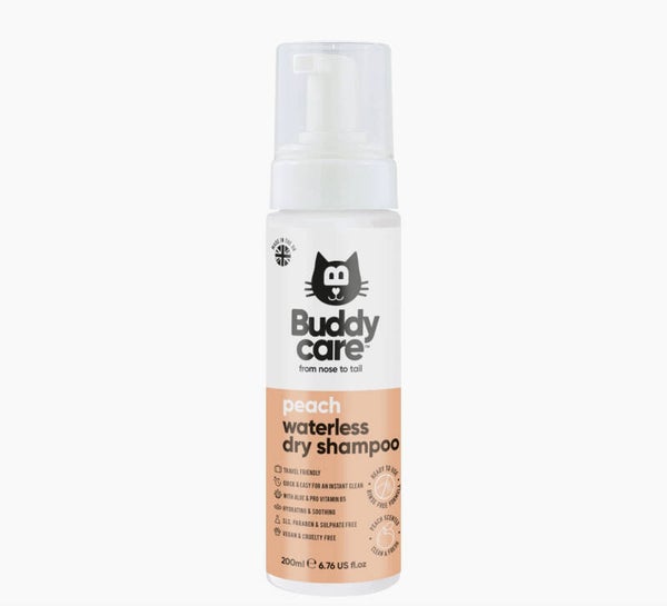 Buddycare Waterless Dry Cat Shampoo - Peach - 200ml / 6.76 Fl oz