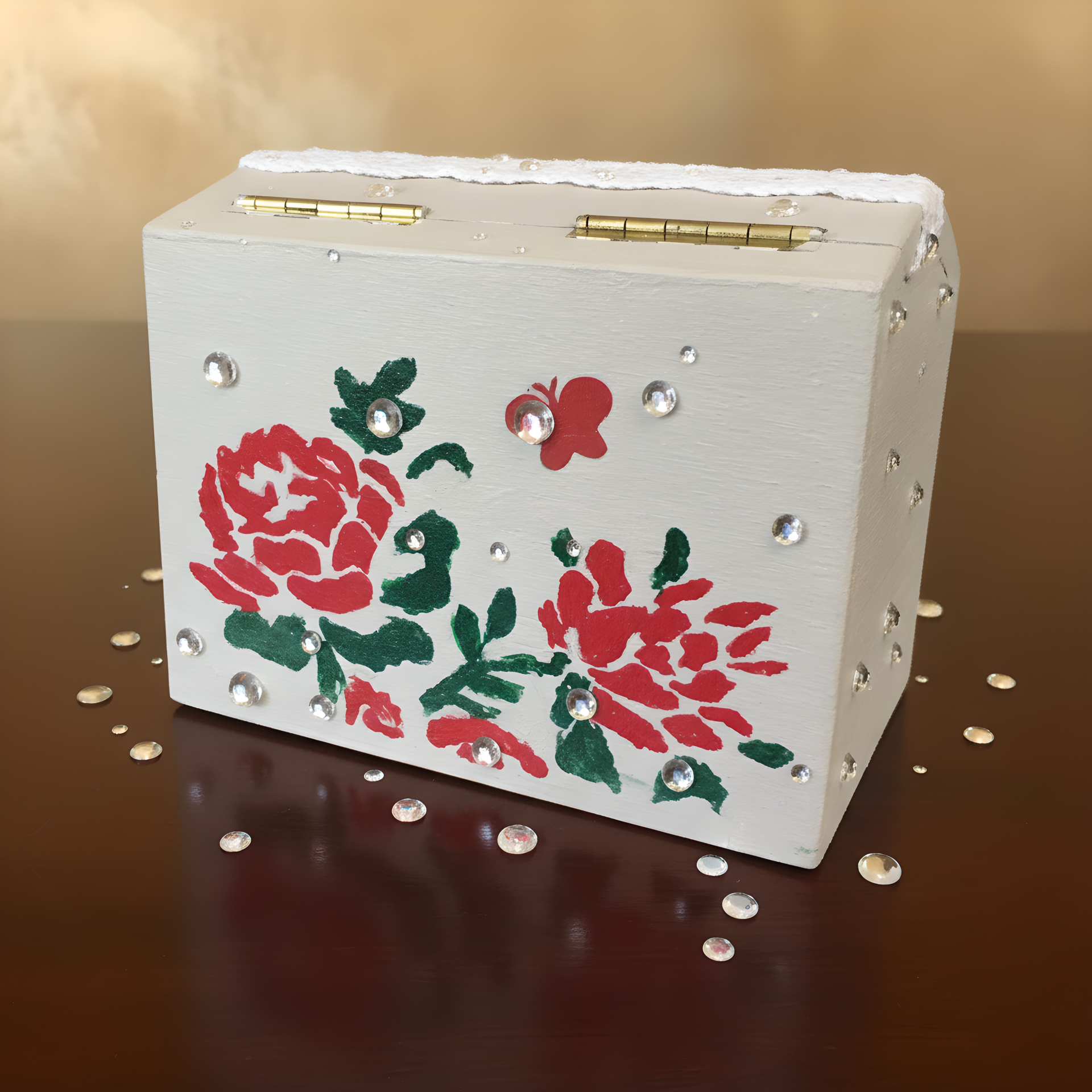 Caja de Madera Artesanal "Legado Rosa" - Pintada a Mano con Encaje