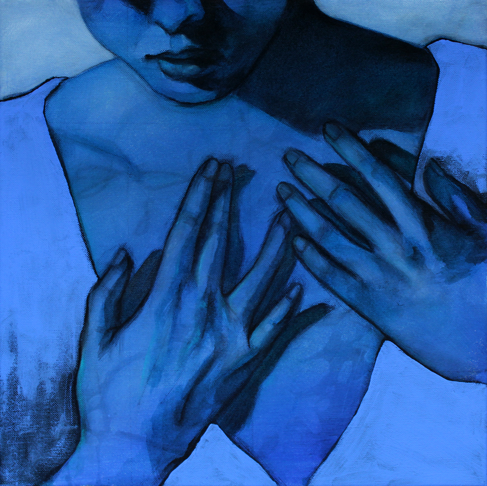 Gemalte Pflanze, stehend auf einem Tisch mit abstrakten Hintergrund