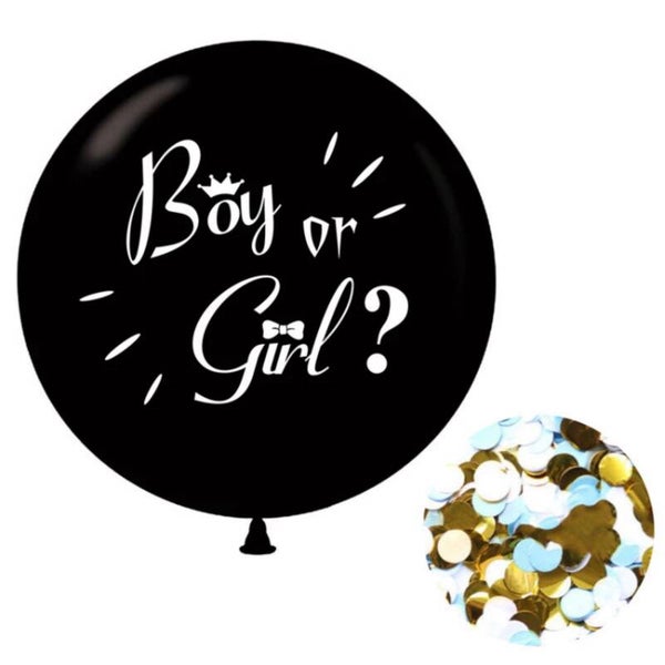 Gender Reveal Ballon 90 CM - Incl. Blauwe Confetti - Boy or Girl 