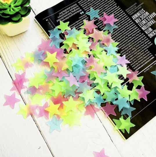 Glow in the Dark Sterren Multi Color - 100 Stuks