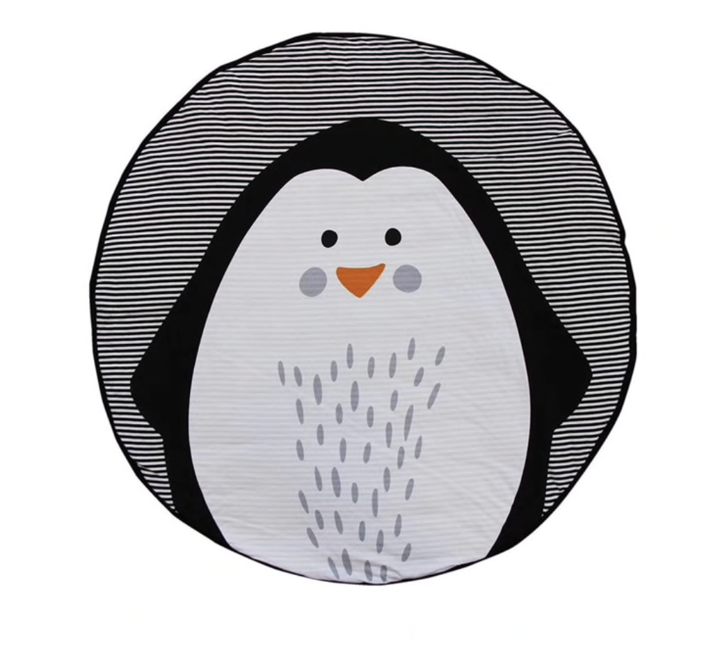Speelmat Kinderkamer Pinguin 90cm | Grijs Wit Jongen Meisje Baby Peuter Kleuter 
