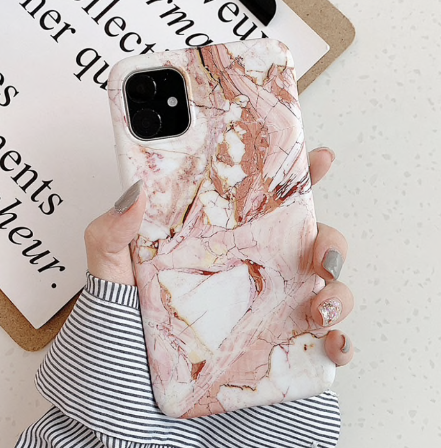 iPhone 7 / 8 / X / XR / XS / 11 Telefoonhoesje Marmer Rose - Premium Quality!