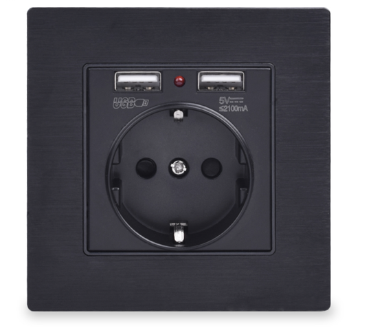 Design muurschakelijk USB stopcontact