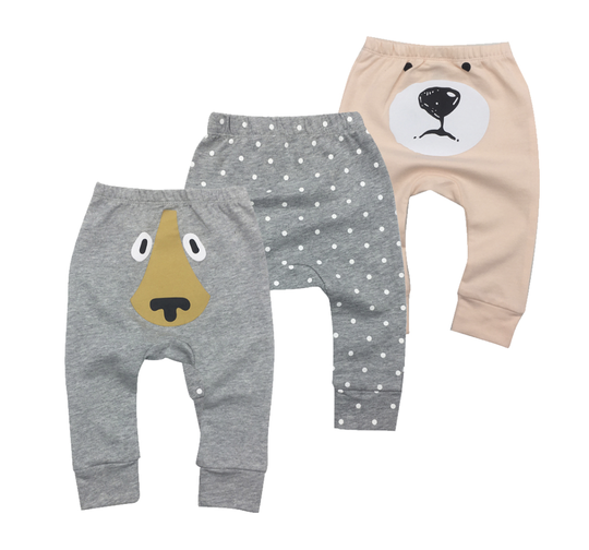 Baby Animal Broekje Roze Grijs Stip Beer