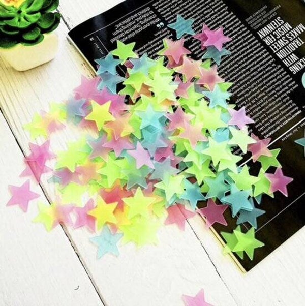 Glow in the Dark Sterren Multi Color - 100 Stuks