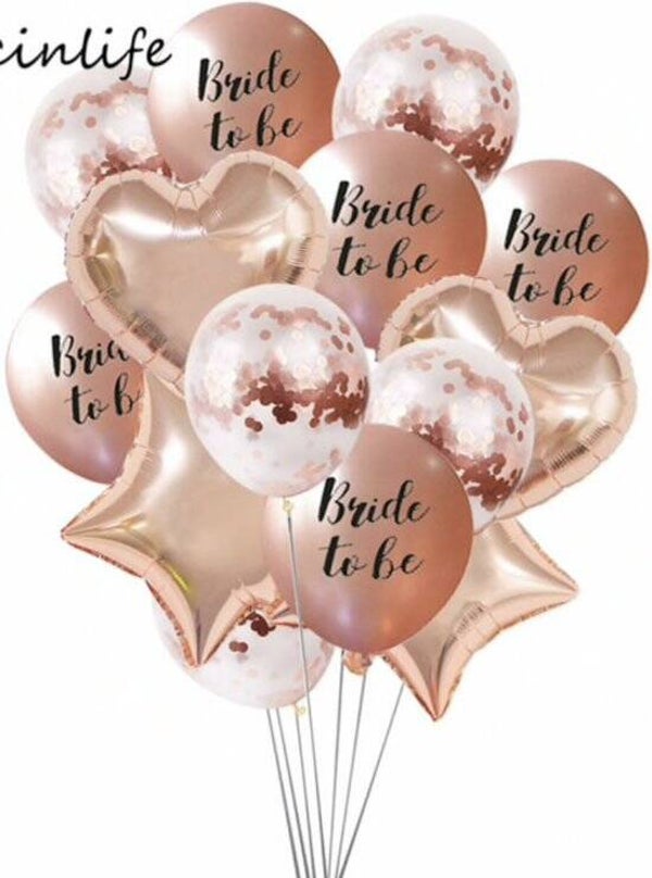 Bride To Be ballonnen Rosegold Confetti - 14 Stuks