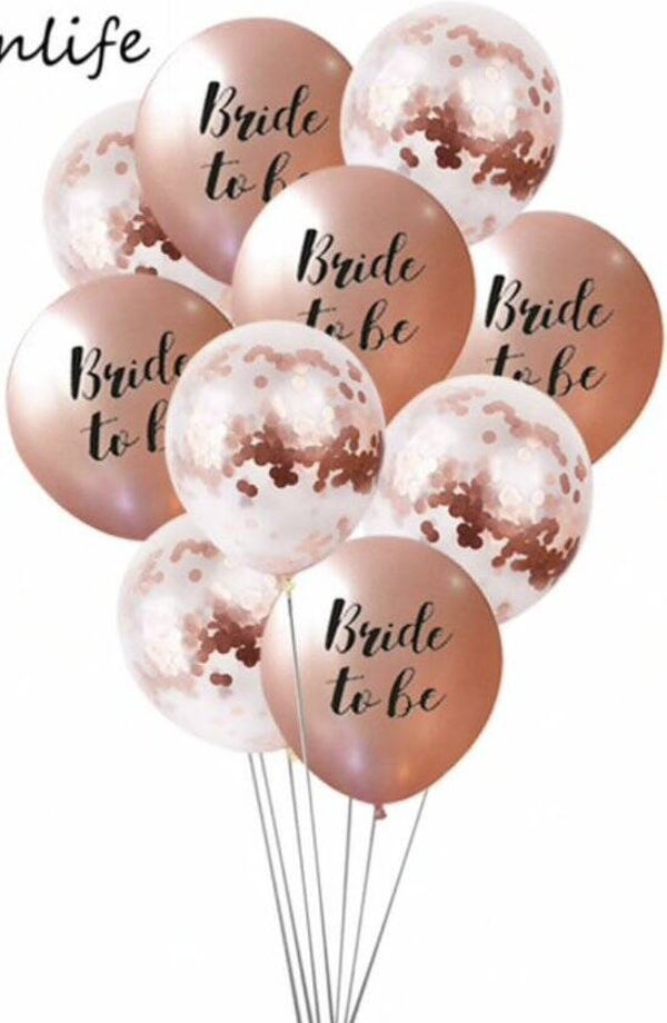 Bride To Be ballonnen Rosegold Confetti - 10 Stuks