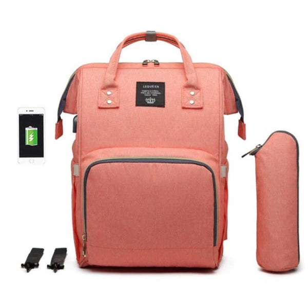 Luiertas Rugzak Roze - Met Thermoflessenhouder, USB Powerbank & Extra Kinderwagen Clips