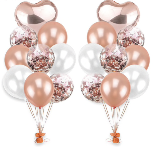 Luxe Ballonnen Rose Gold Wit Confetti Folie Hart ballon 