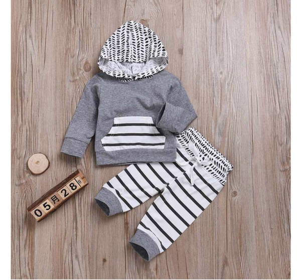 Huispakje Streep Grijs - Sweater + Broekje