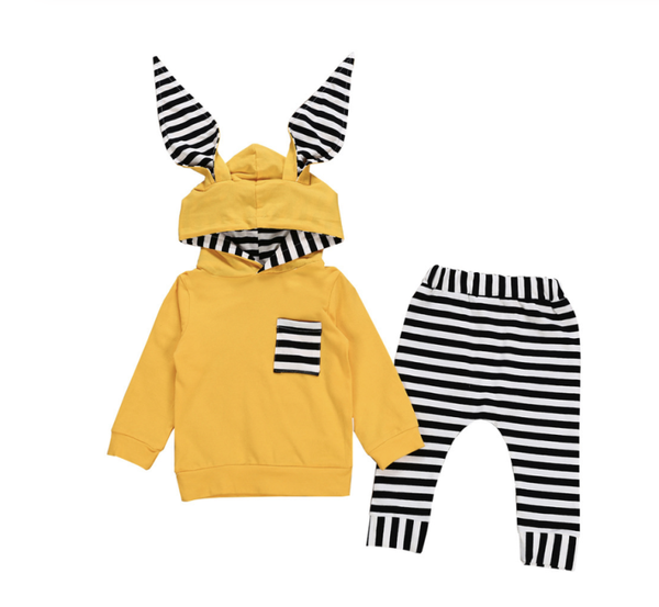 Kledingset Geel Zwart Wit streep Animal 