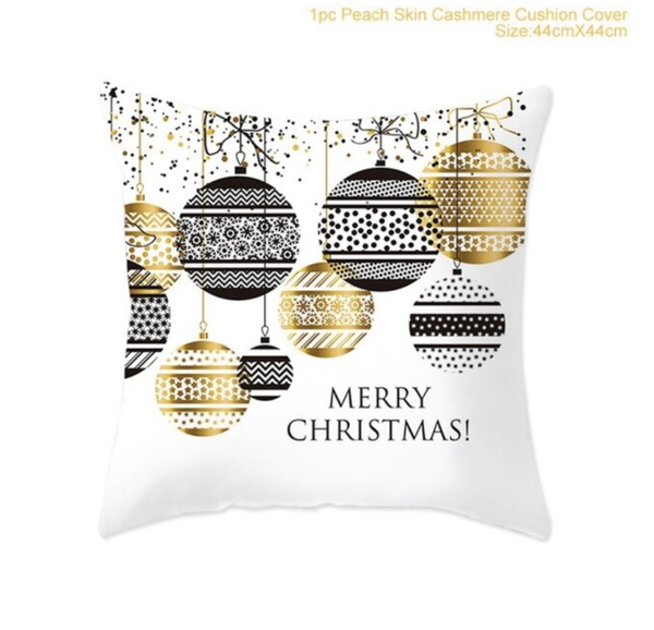 Kerst Kussenhoes Kerstballen Goud Zwart 44x44cm | Merry Christmas Vrolijk Kerstfeest Gift Huis Decoratie Kerst Kussen