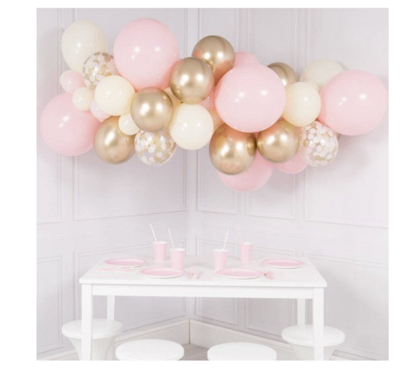 Luxe Ballonnen Boog Roze Chrome Goud Wit - 41 Stuks