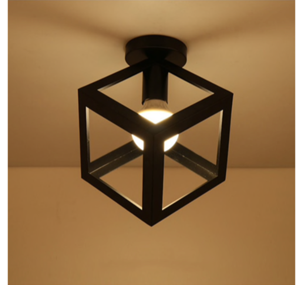 Plafondlamp industrieel zwart draad staal vierkant