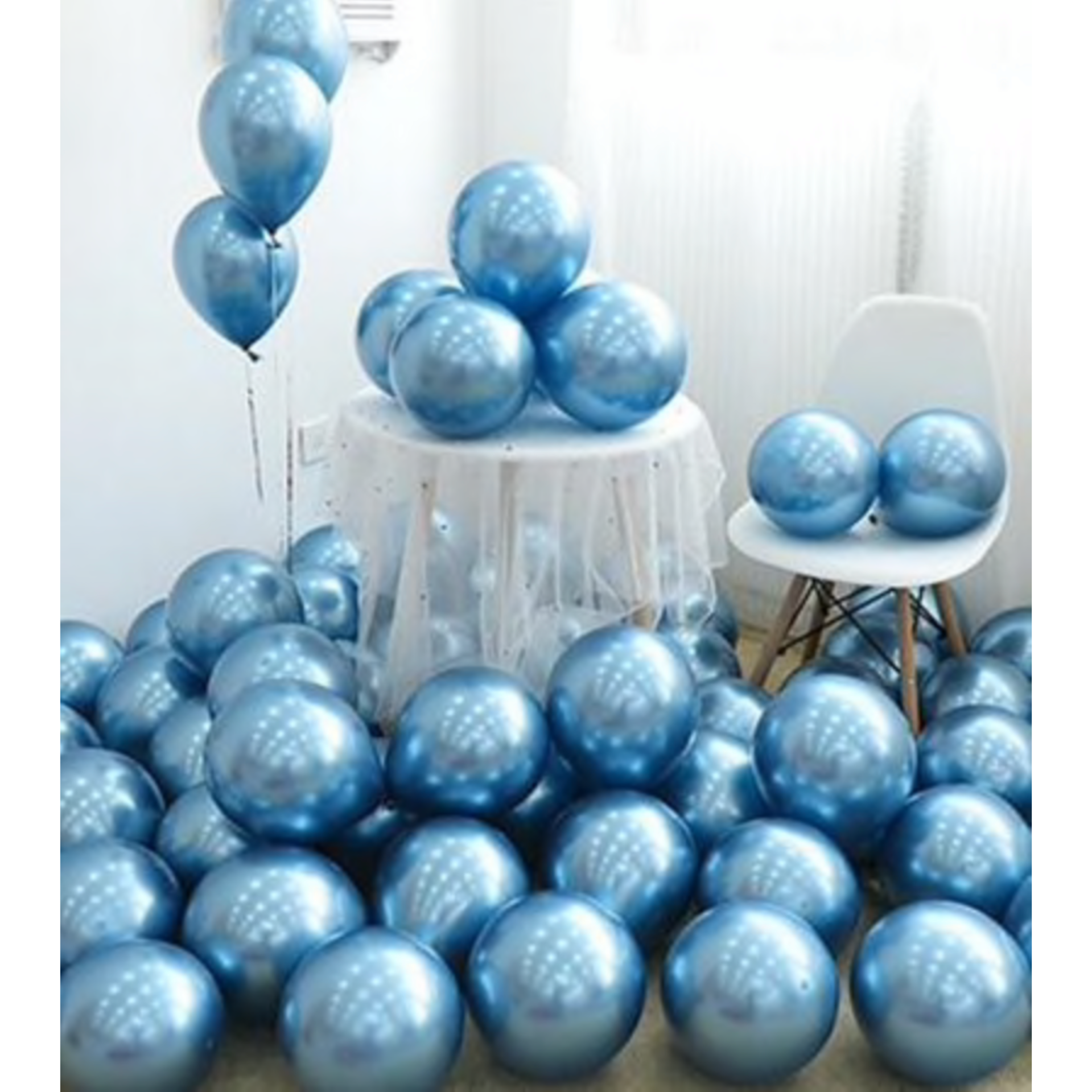 Luxe Chrome Ballonnen Blauw - 10 Stuks 