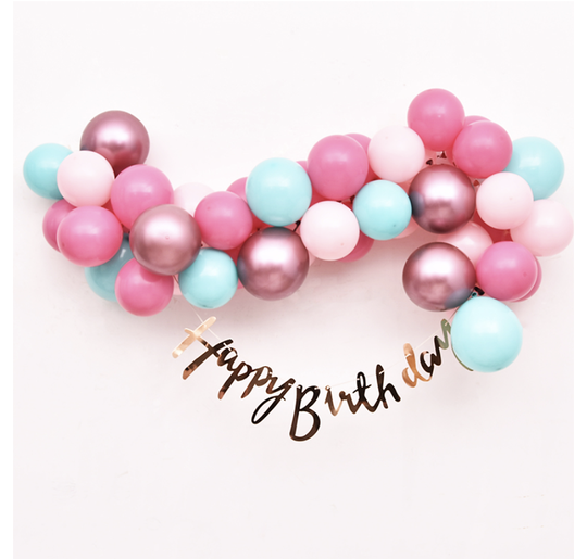 Luxe Ballonnen Boog Roze Blauw Chrome Roze - 59 Stuks