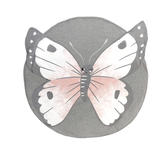 Speelmat Kinderkamer Vlinder 90cm | Grijs Wit Jongen Meisje Baby Peuter Kleuter