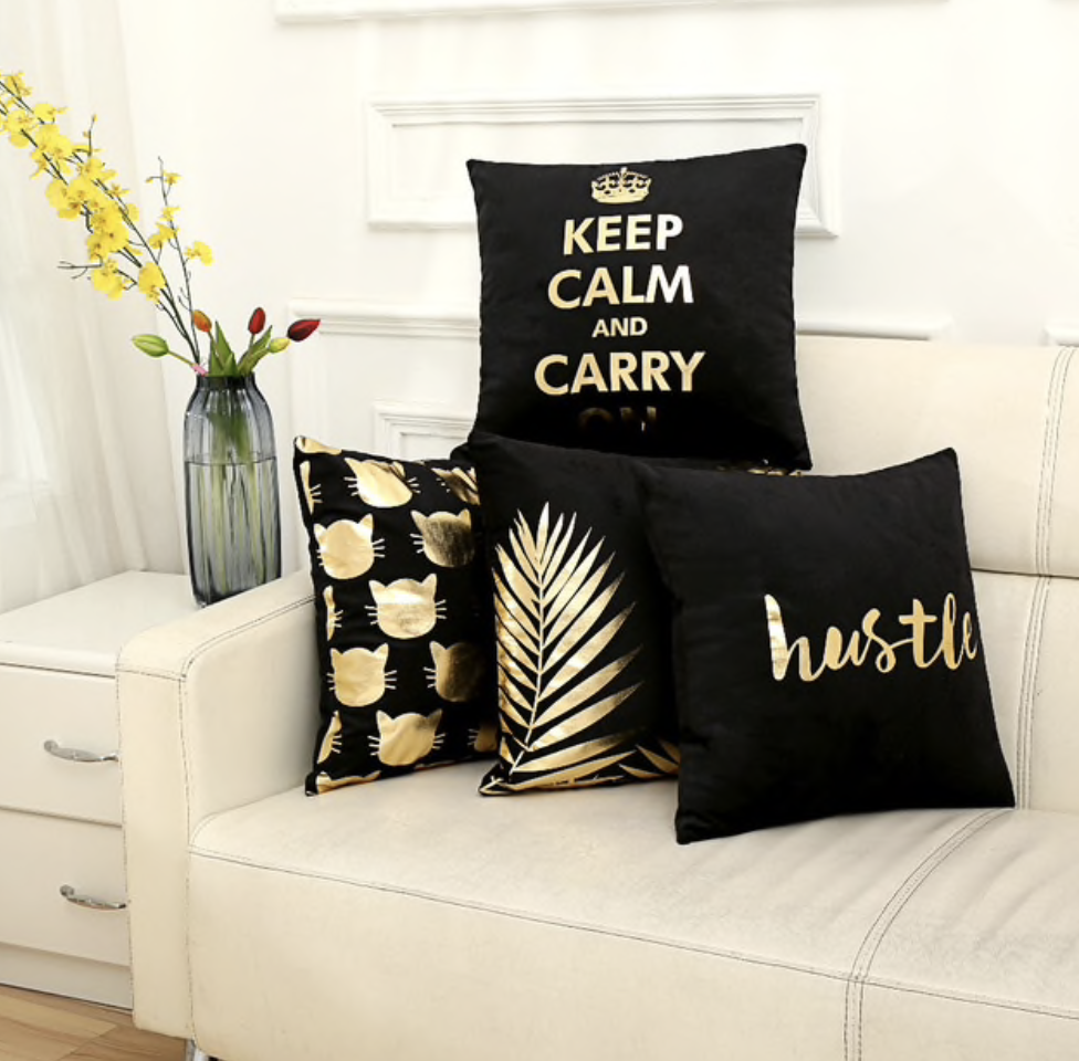 Sierkussens Glamour Goud Zwart - Geometrisch Design 45x45CM