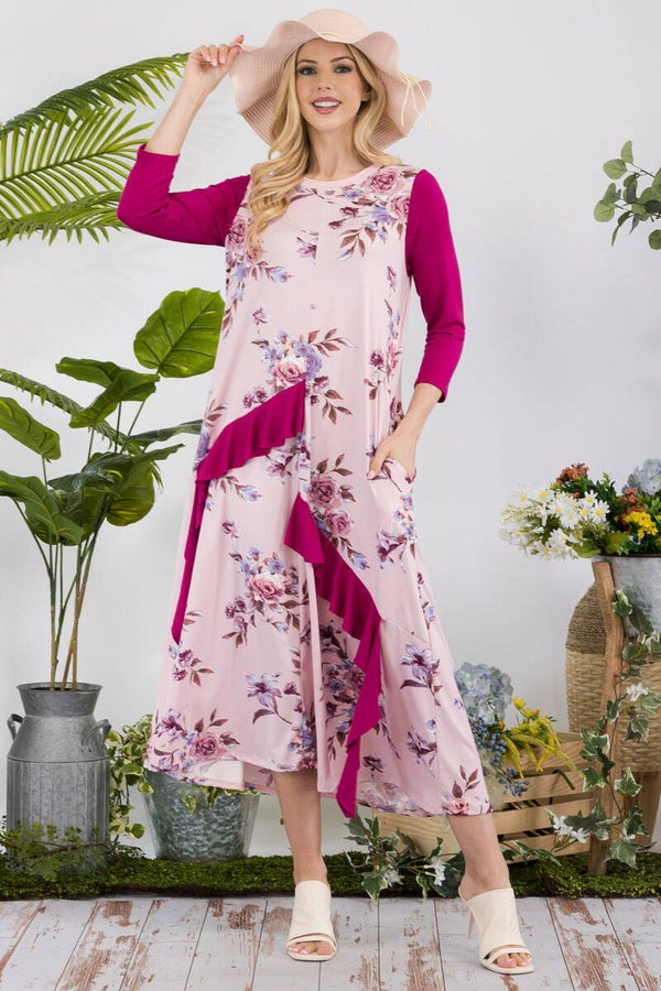 Contrasting Dress Pink
