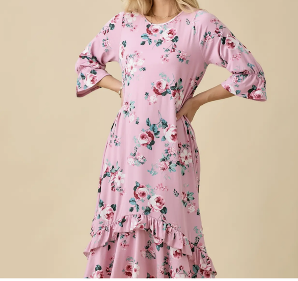 Flora Pink Midi Dress