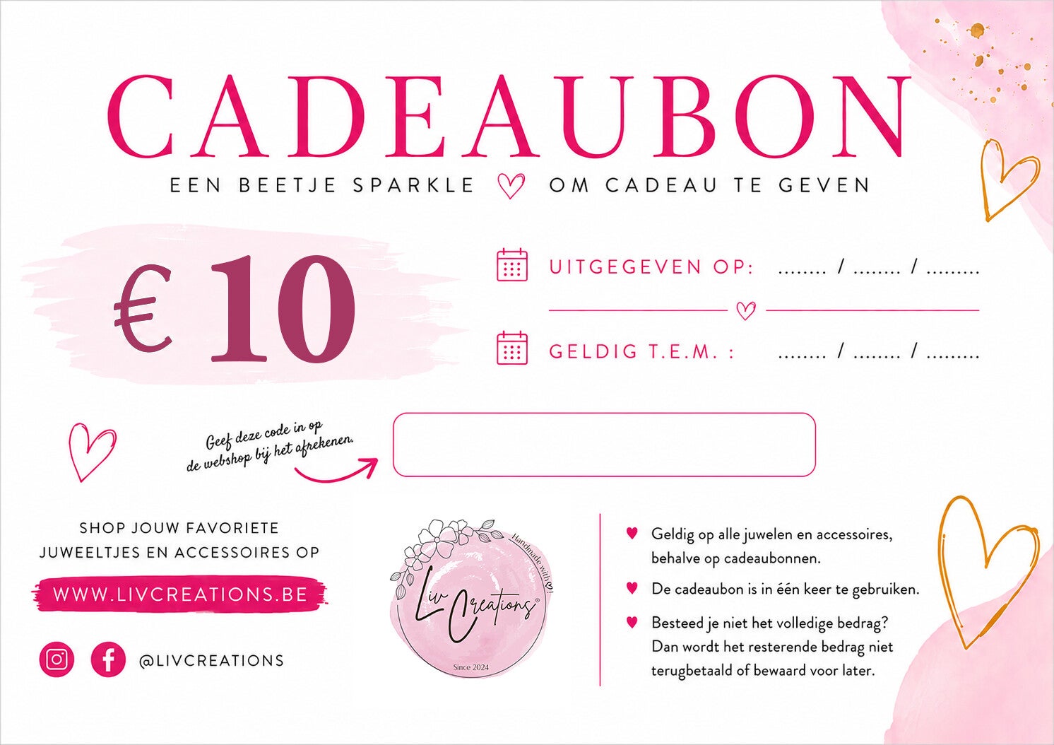 Fysieke Cadeaubon - 10 euro
