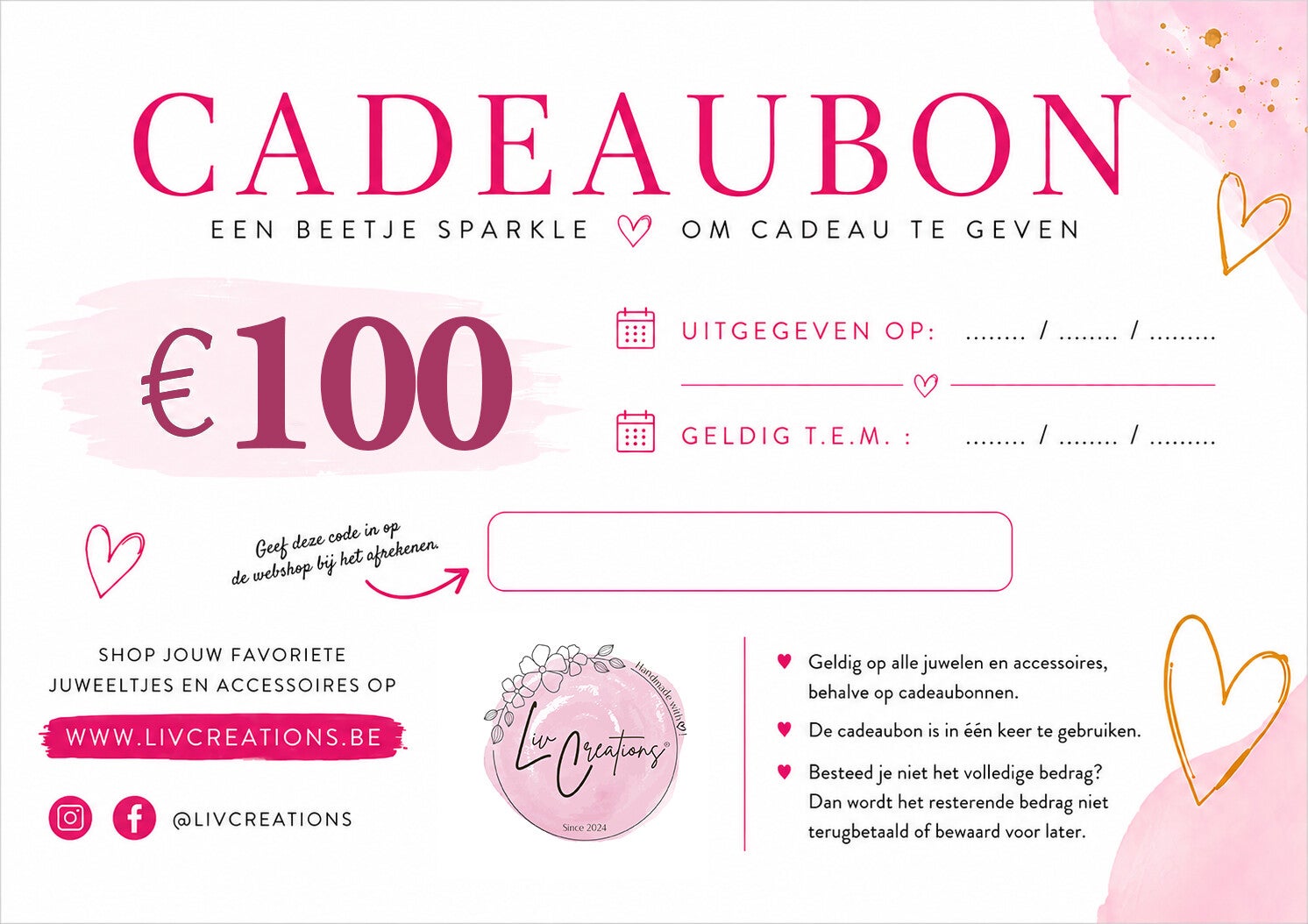 Fysieke Cadeaubon - 100 euro
