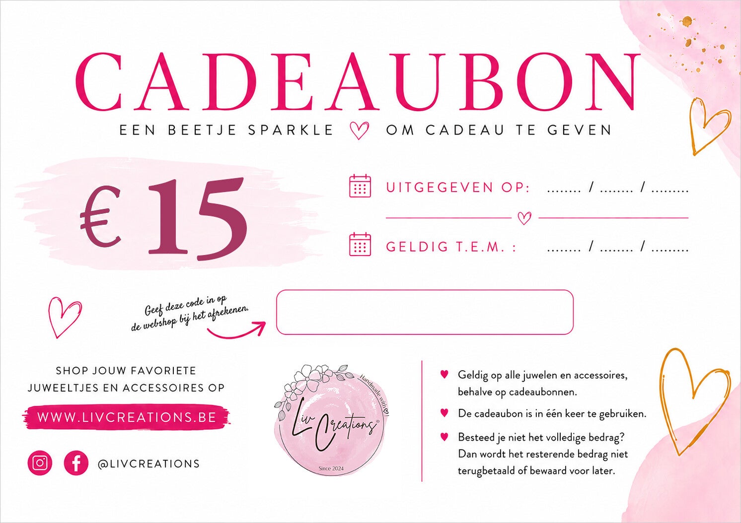 Fysieke Cadeaubon - 15 euro