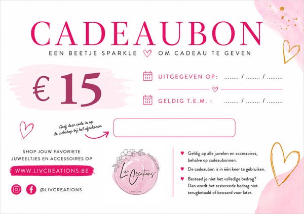 Fysieke Cadeaubon - 15 euro