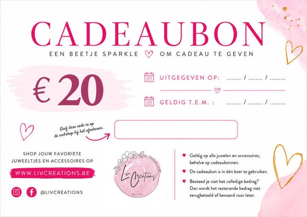Fysieke Cadeaubon - 20 euro