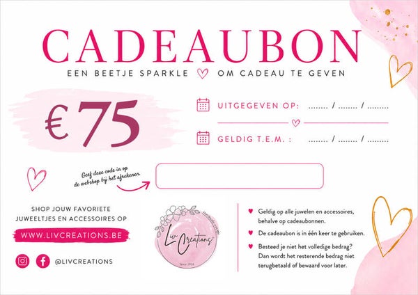 Fysieke Cadeaubon - 75 euro