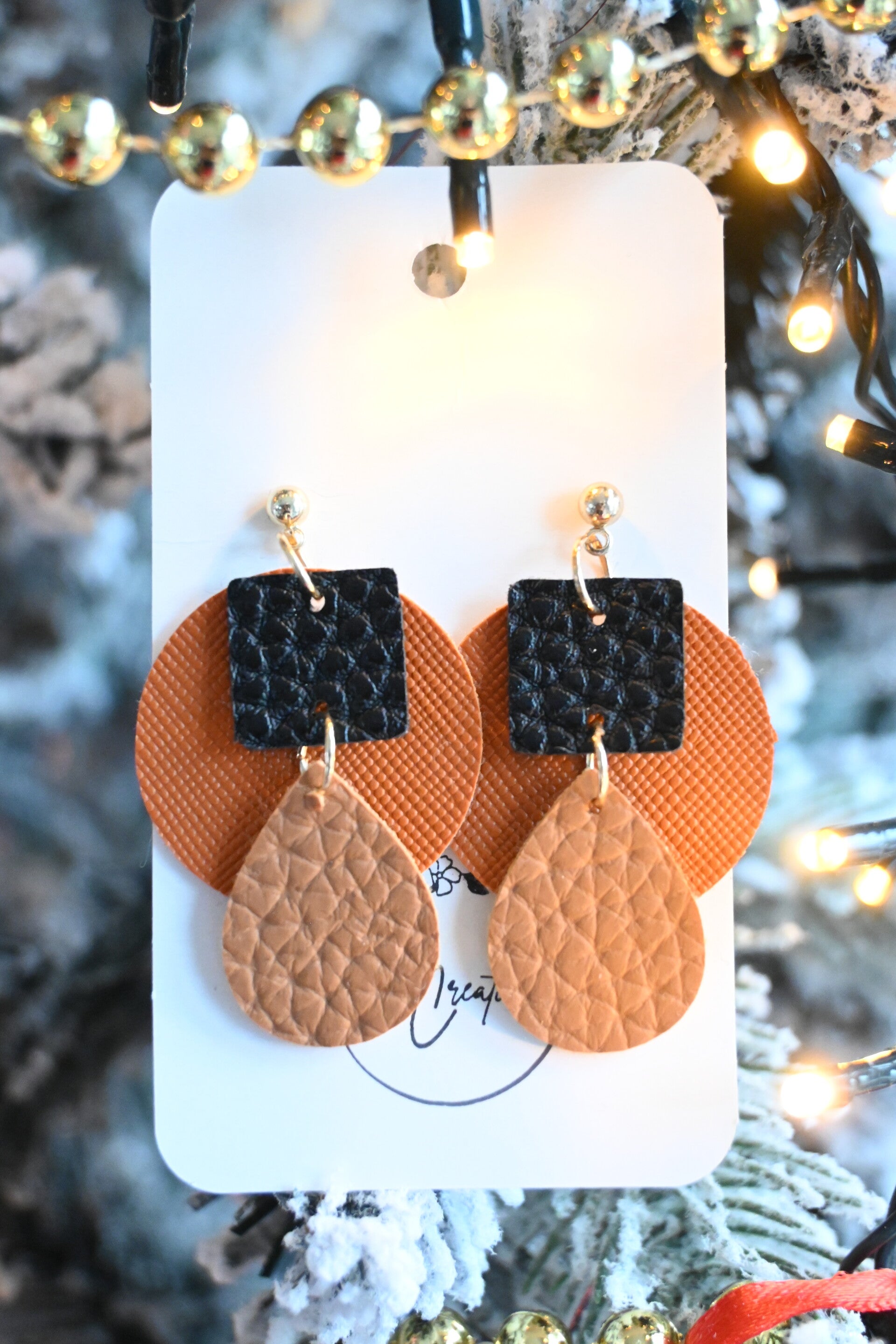 Lederen oorbellen - Bo