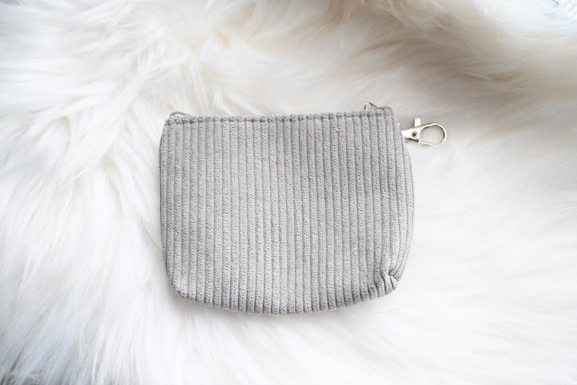 Portemonnee - ribfluweel - Grijs