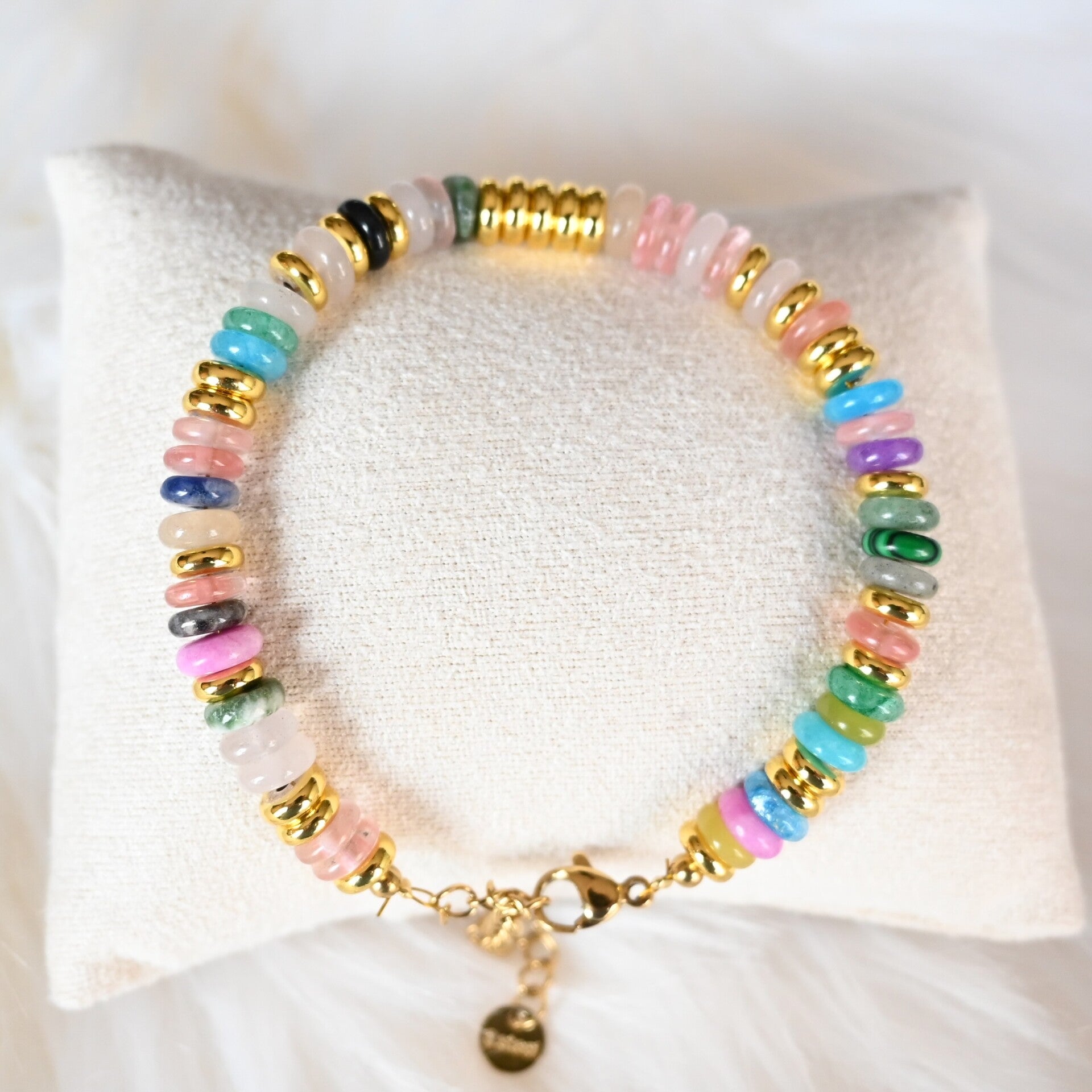 Armband - Meerkleurig goud/roze/turquoise  - Stainless Steel