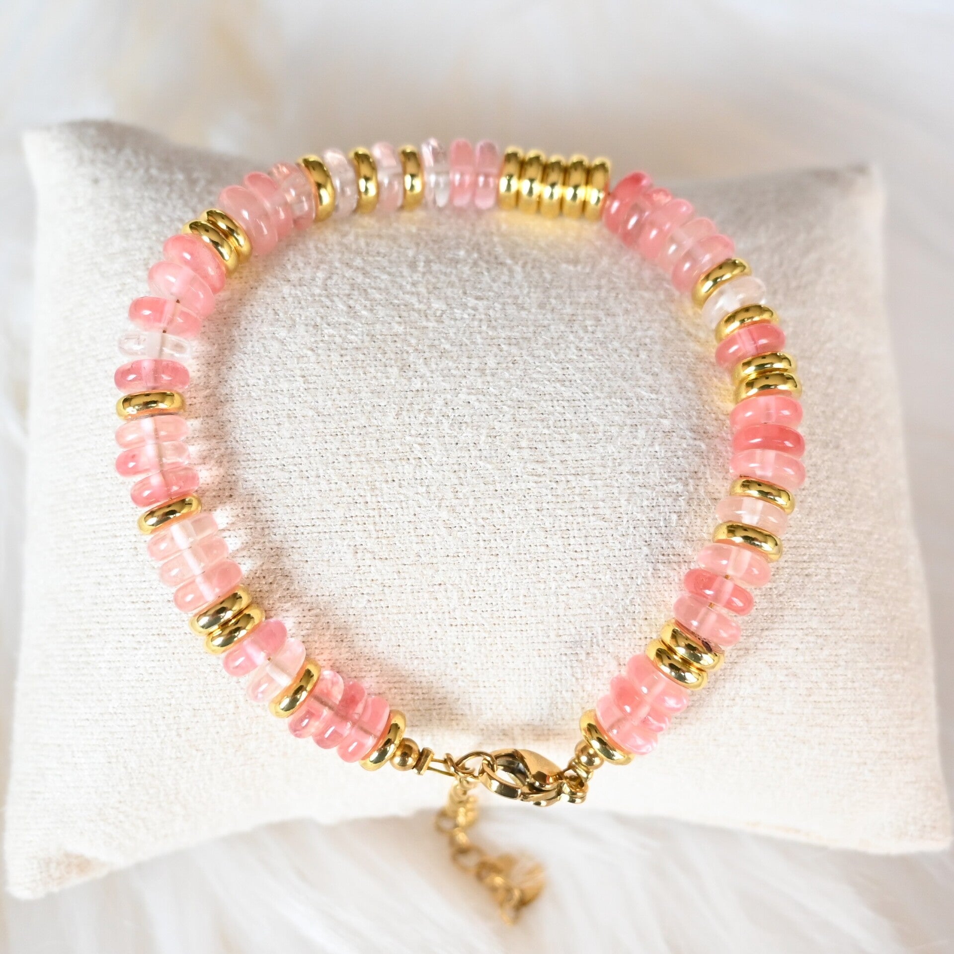 Armband - Meerkleurig roze/goud  - Stainless Steel