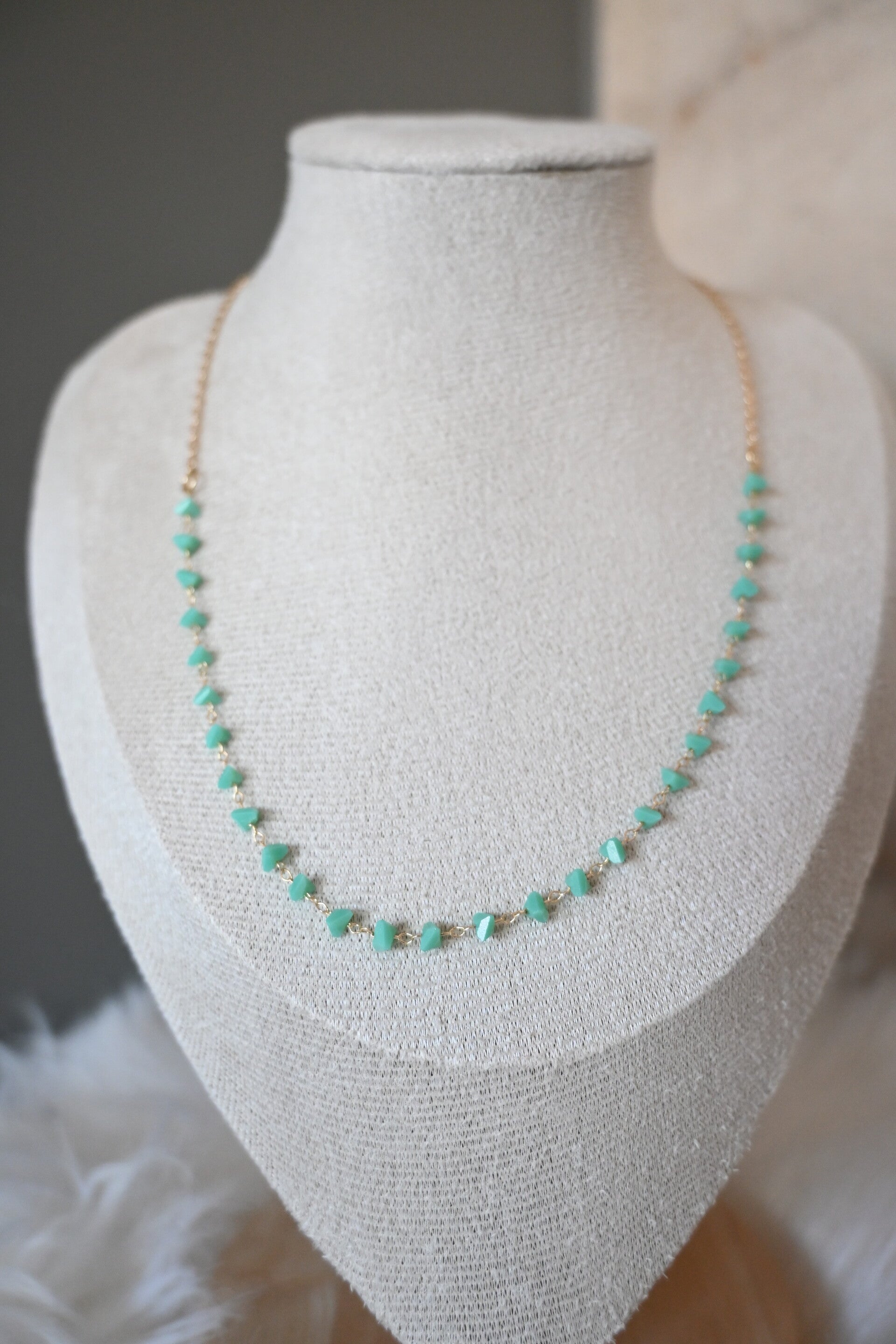 Ketting - Turquoise steentjes - Verguld Stainless Steel