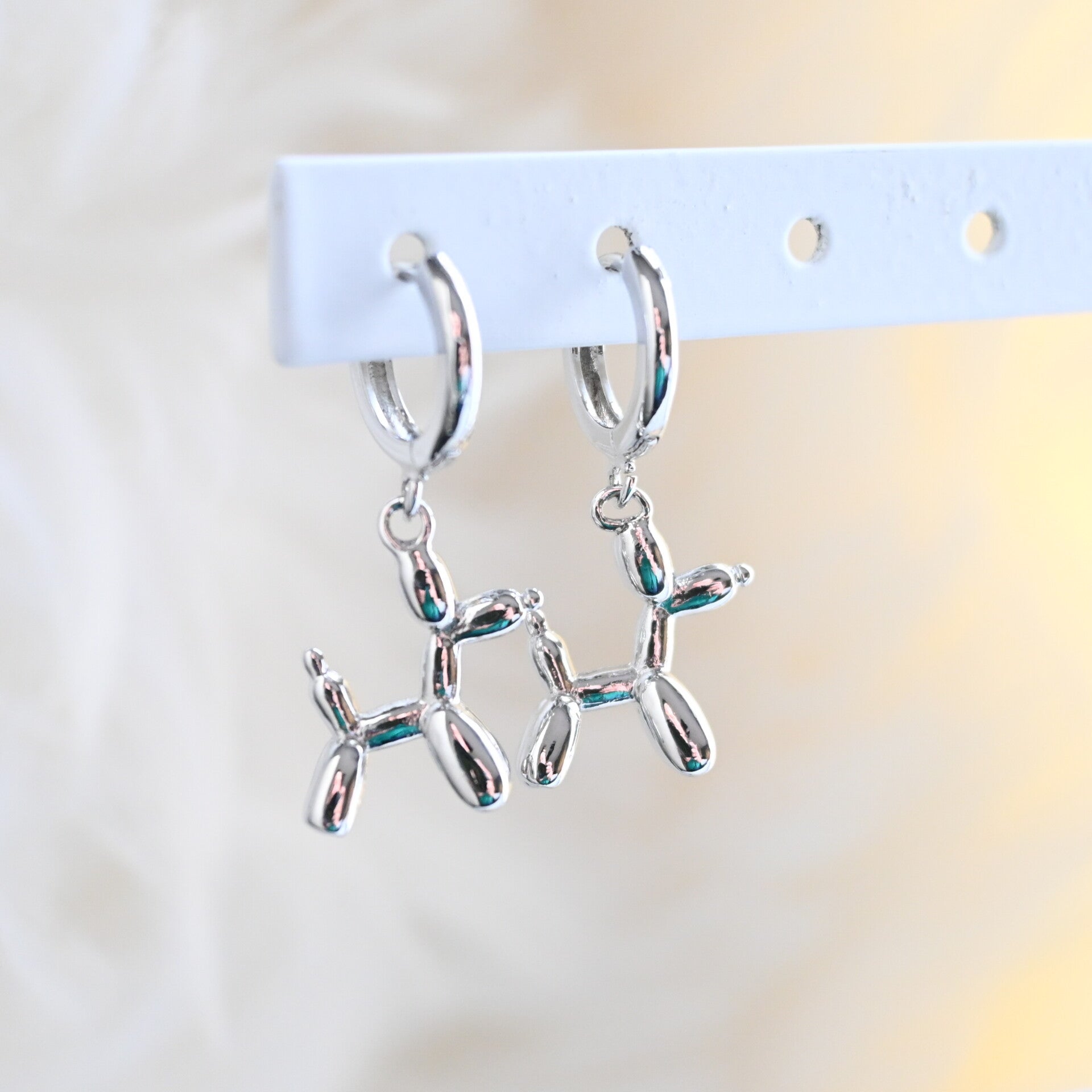 Oorbellen - hanger met bubbelhond -  Stainless Steel