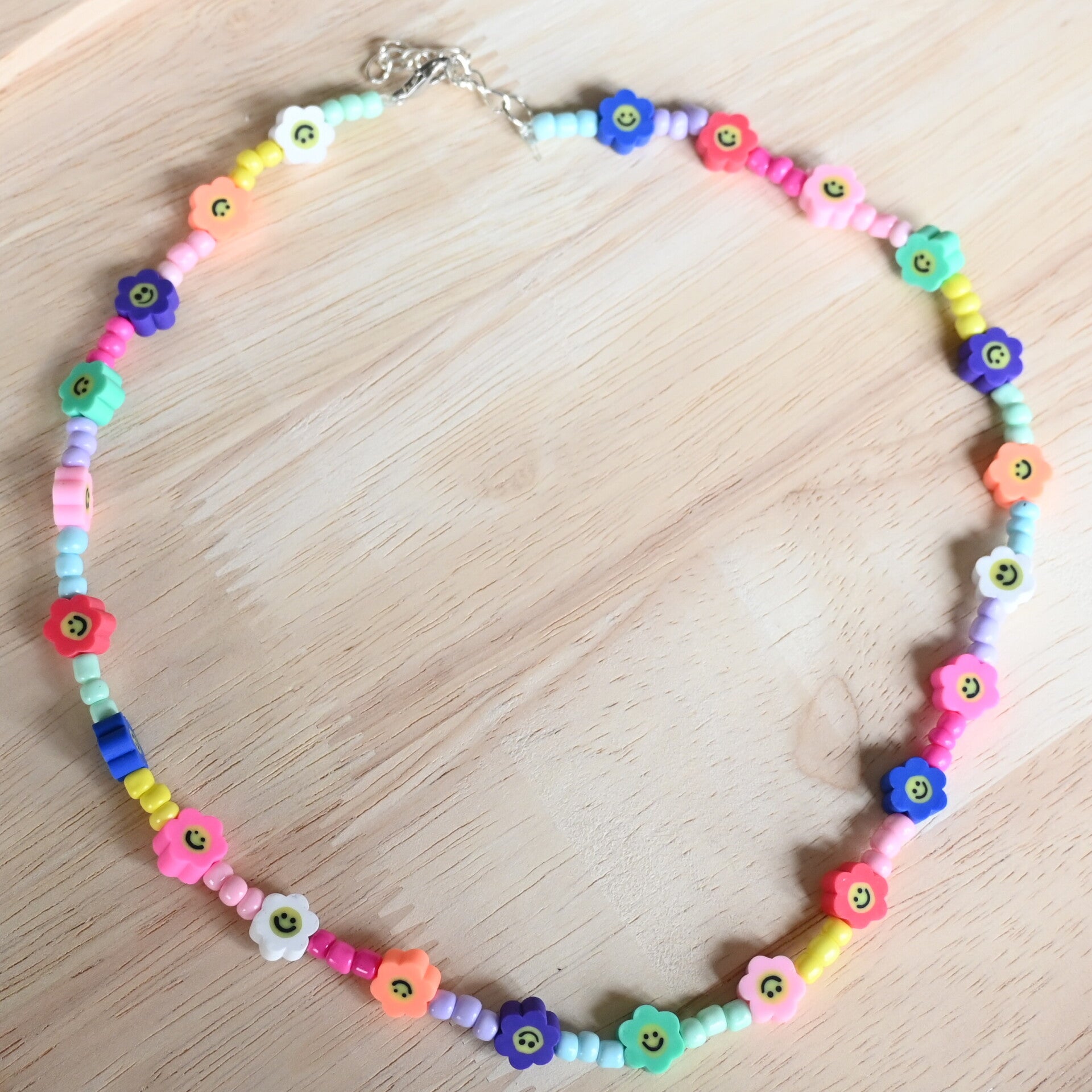 Ketting - Kleurrijke kralenketting met parels & bloemen