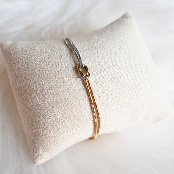 Armband met knoop - Zilver & Goud - Stainless Steel