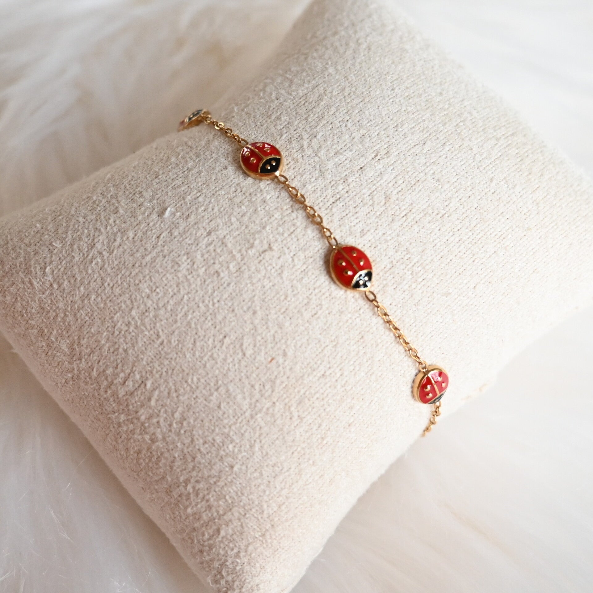 Armband met lieveheersbeestjes - Stainless Steel