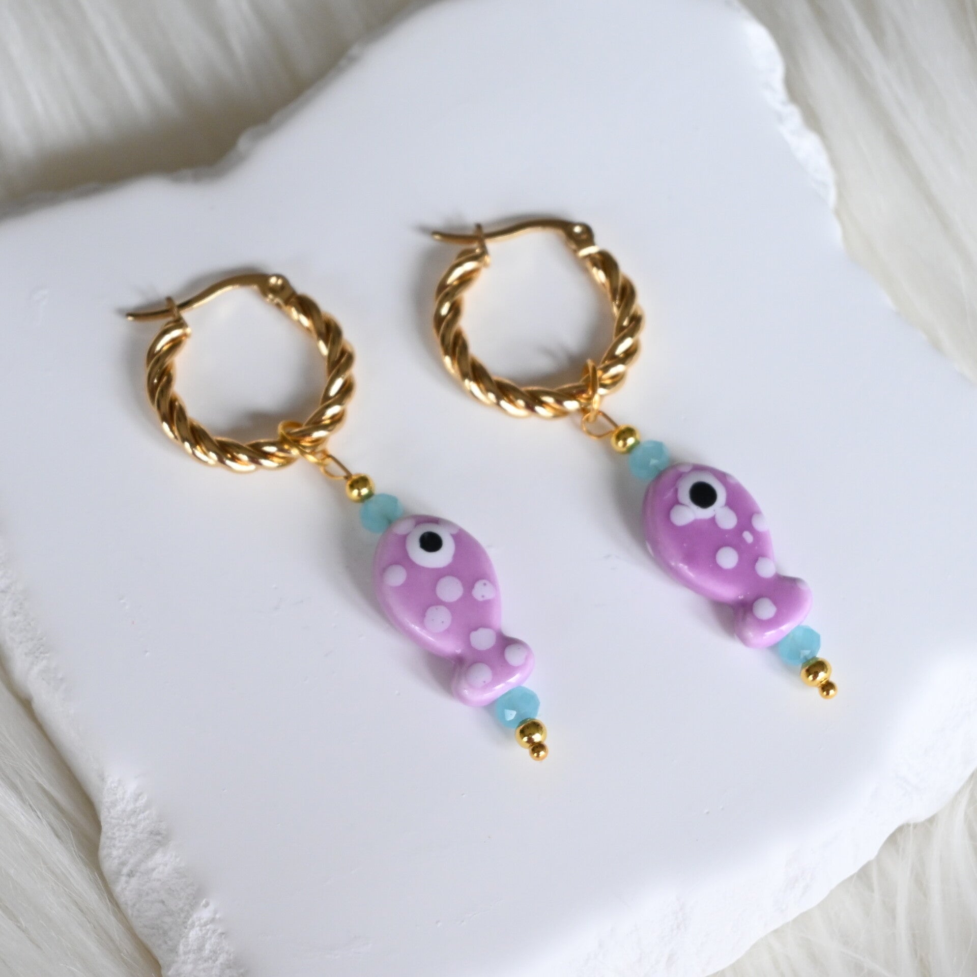 Violet Fish Hoops