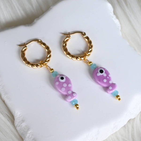 Violet Fish Hoops