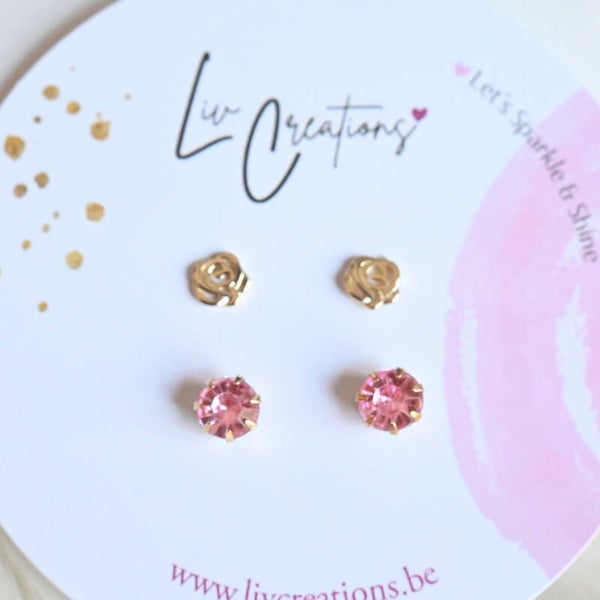 Rosy Sparkle Oorstekers Duo