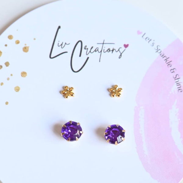 Violet Bloom Oorstekers Duo