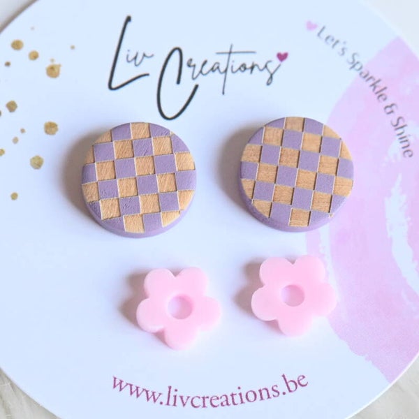 Blush Checkers Oorstekers Duo