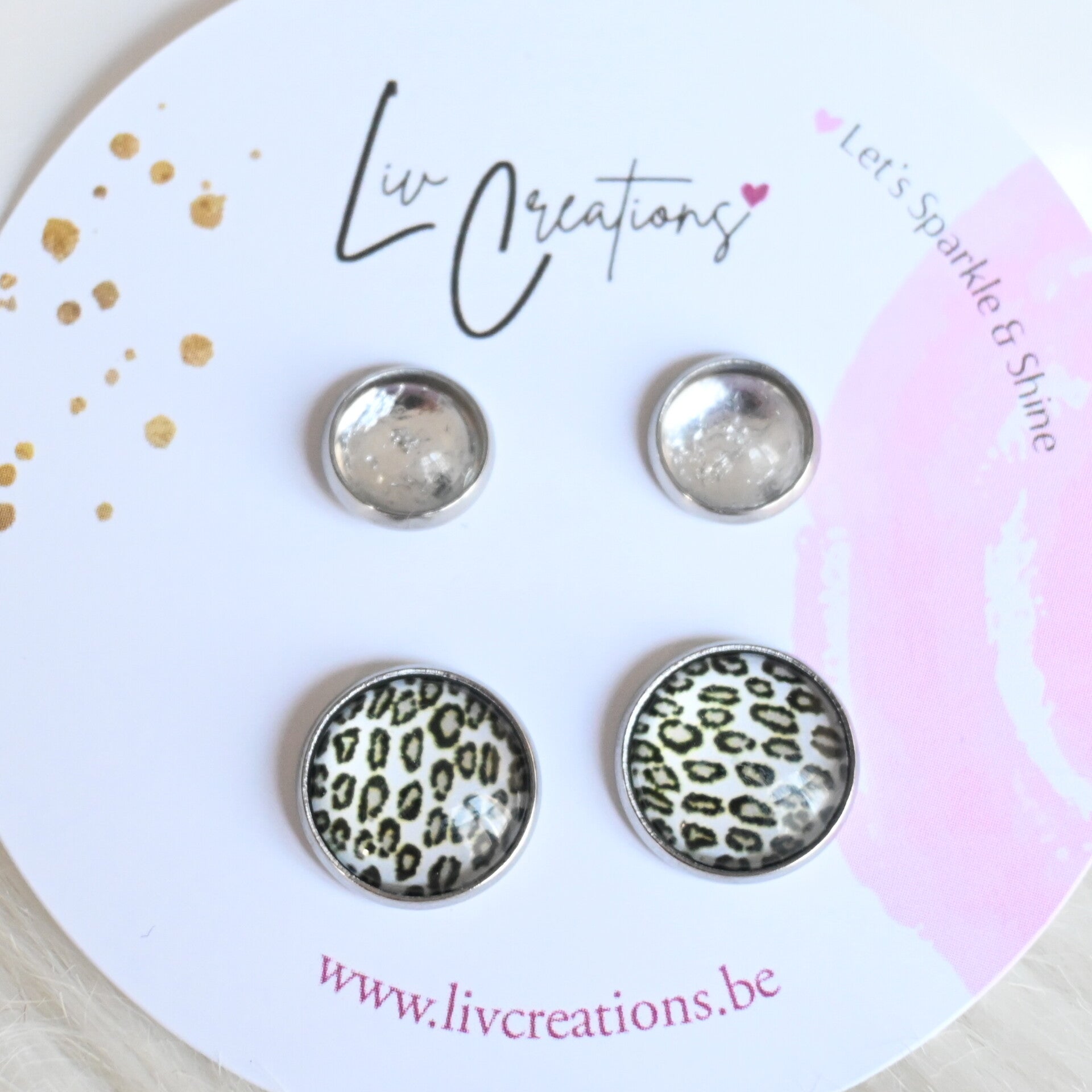 Leopard Marble Oorstekers Duo